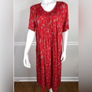 Vintage Red Floral Midi Dress